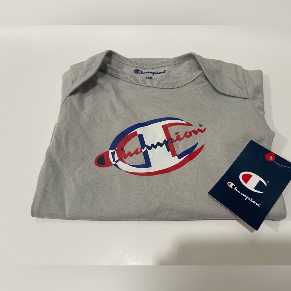 Champion Heather Gray Tee with Iconic Logo